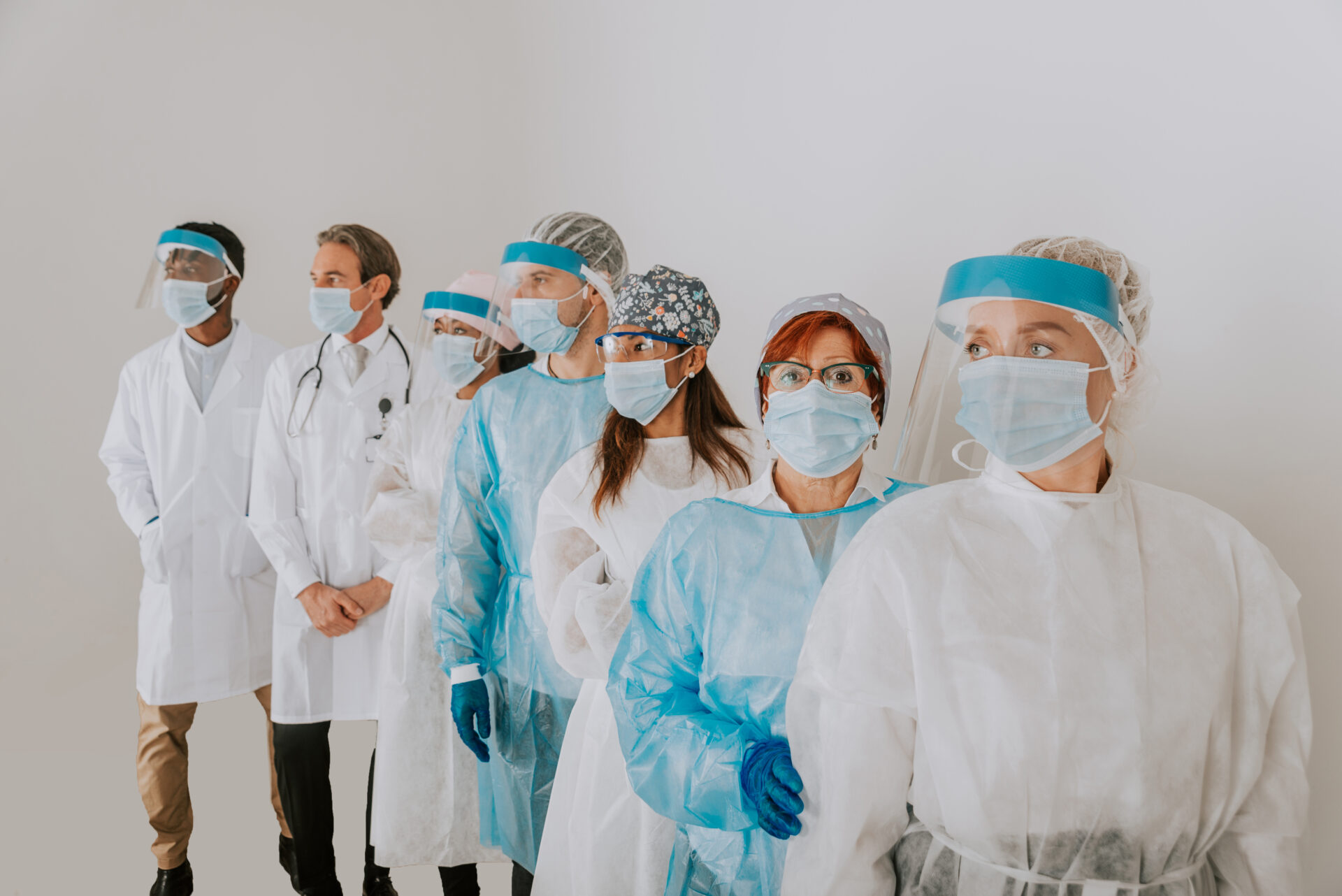 medical team in uniform and ppe