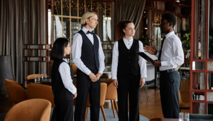 hospitality venue staff meeting