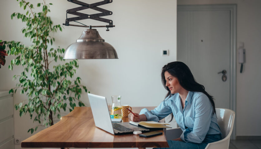 Professional woman home working